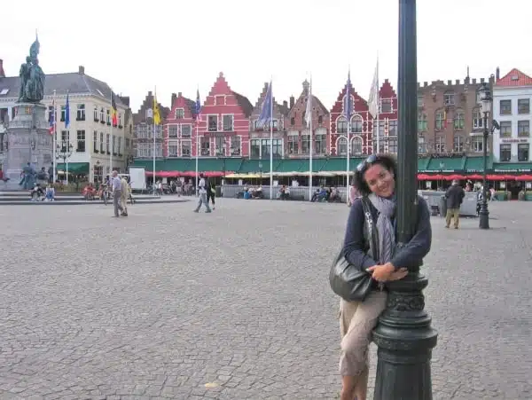in plaza in Brugge, Belgium